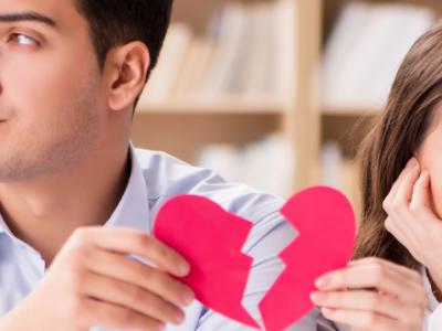 couple separating with broken heart image